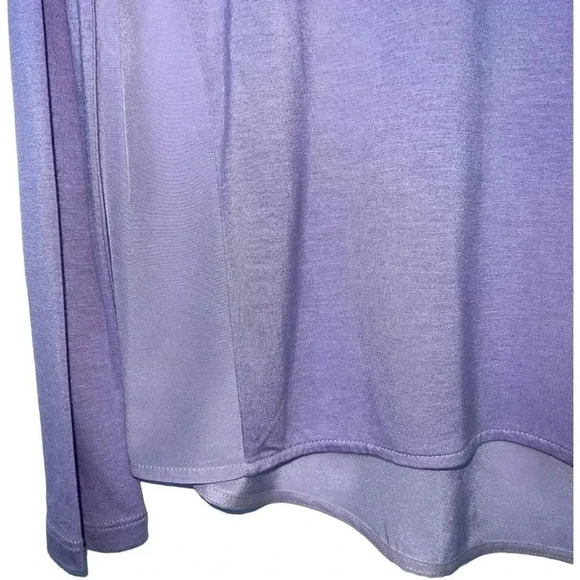 VINCE | Silk Mixed-Media Long-Sleeve Shirt | Lilac Waterlily | XS - Picture 7 of 10